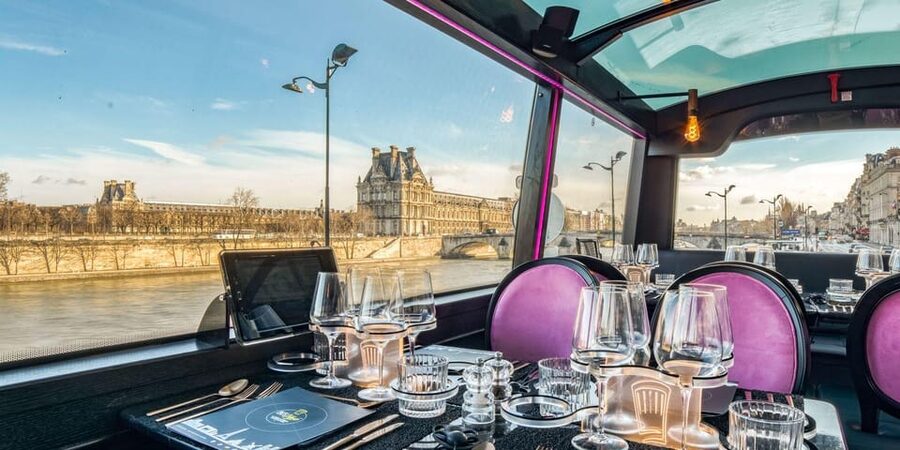 Bus Toqué Champs Elysées Tour w/ 3-Course Dinner & Champagne - Seeing Paris through the glass roof