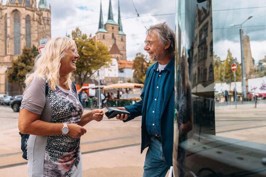 Bus tour through Erfurt's old town - Benediktsplatz and the tourist information stop