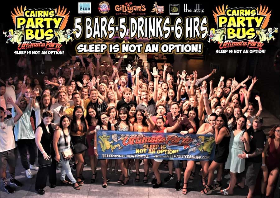 Cairns: Ultimate Party Bus with drinks included - Meeting at The Pier Bar