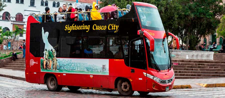 Cusco: open-top bus city tour - Seeing the Plaza de Armas From Above