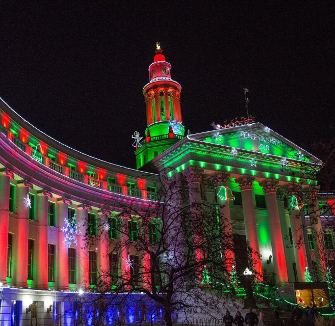 Denver: Holiday Lights & Sights Bus Tour - Union Station and McGregor Square after dark