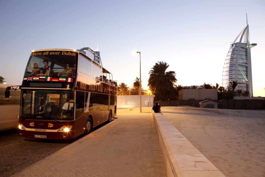 Dubai: Big Bus Panoramic Night Tour & Optional Dinner Cruise - Dubai Harbour, Jumeirah Lake Towers, and the Palm