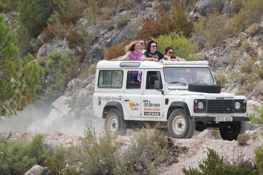 Explore the Nerja National Park nature in our open-top jeeps - Riding into Nerja National Park in an open-top 4x4