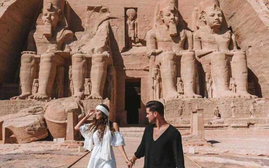 From Aswan: Trip to Abu Simbel by Bus - Arriving at the four statues of Ramses II