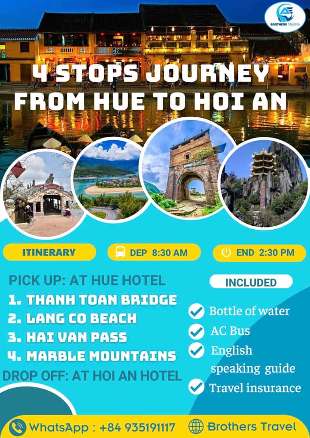 From Hue: Hoi An Guided Bus Tour with 4 Sightseeing Stops - Why this six-hour route beats a direct bus