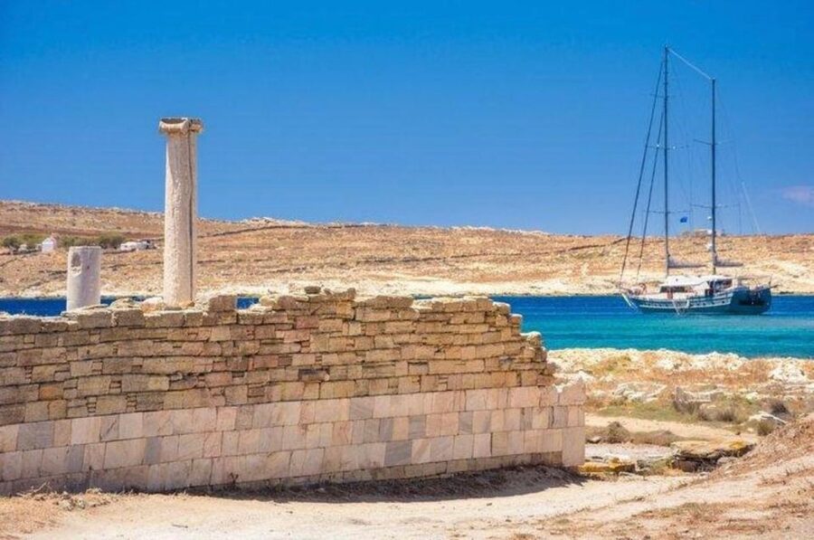 From Paros: Paros Island Bus Tour and Boat Trip to Antiparos - Aliki and Dryo show Paros beyond the main ports