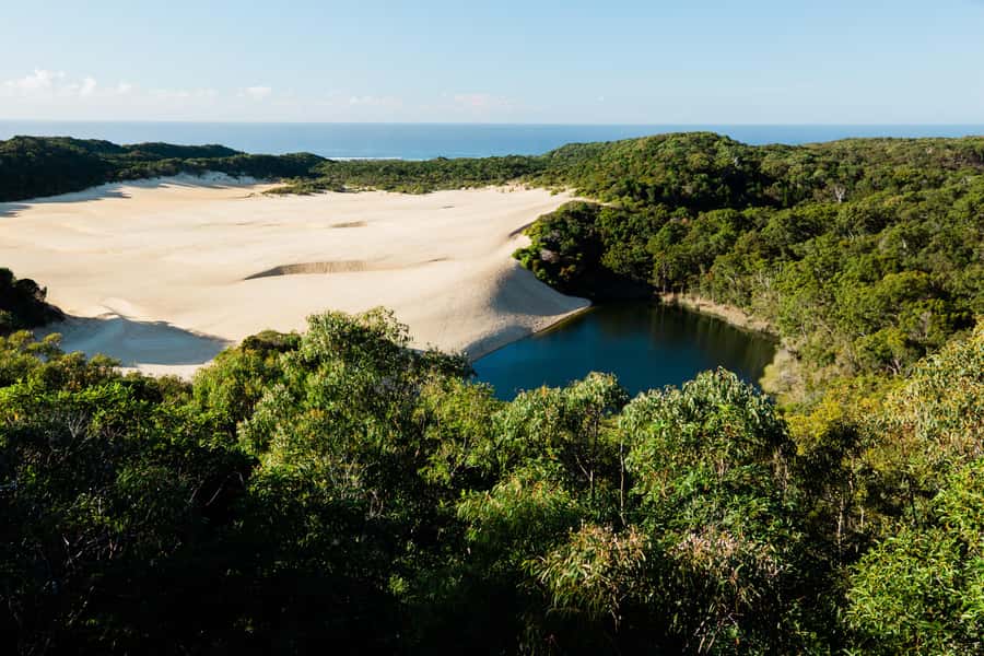 From Rainbow Beach: K'gari, Fraser Island Two-Day Coach Tour - From Rainbow Beach to Hook Point by ferry