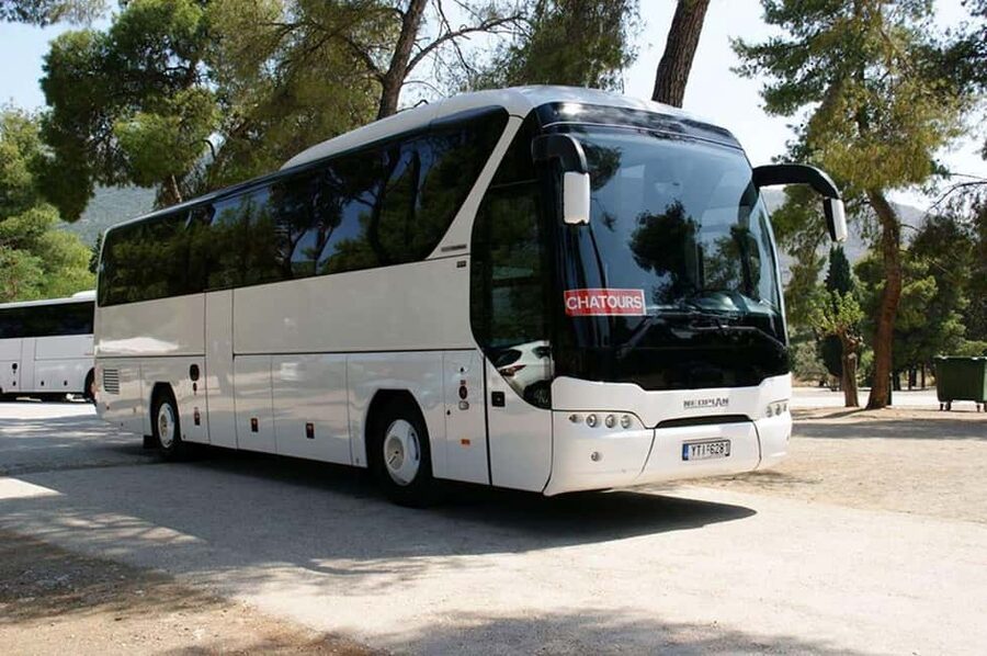 Guided walking tour of Acropolis with bus city tour - Resting on the coach for central Athens