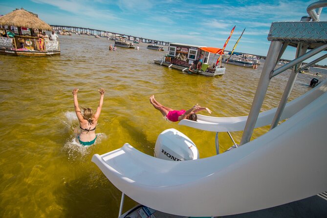 Half Day Double Decker Pontoon Boat Rental from Okaloosa Island - Swimming, snorkeling, fishing, and the water slide