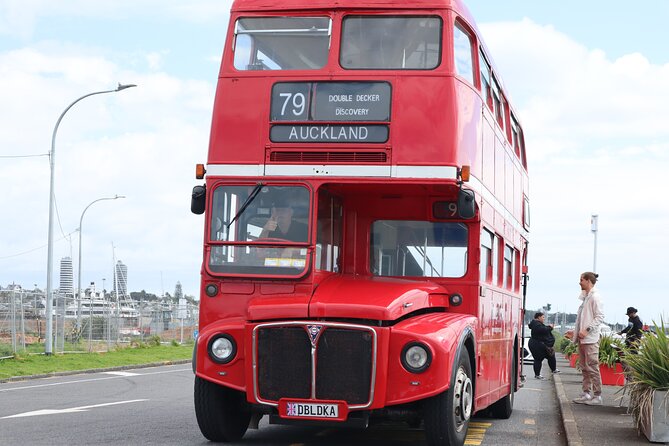 London Routemaster Double Decker Auckland Discovery - Crossing the Auckland Harbour Bridge