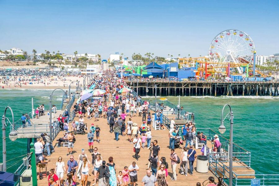 Los Angeles: LA Grand Tour by Open-Air Bus - Santa Monica Pier gives you an hour by the Pacific
