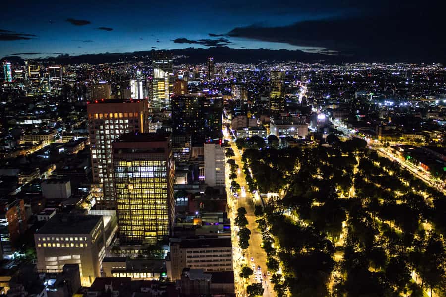 Mexico City: Night Bus Tour - The Angel of Independence after dark