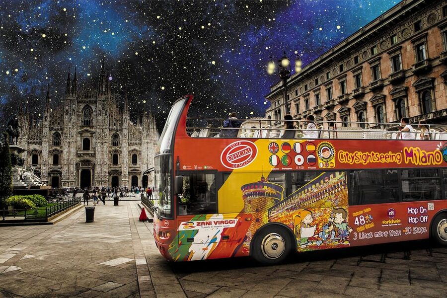 Milan: Night Tour by Bus - Milan after sunset, seen from a moving bus