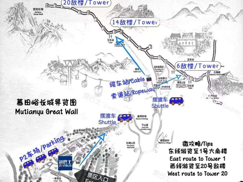 Mutianyu Great Wall Bus, Departure 8/9/10am, Return 3/4/5pm - Why this bus works better than a roadside departure