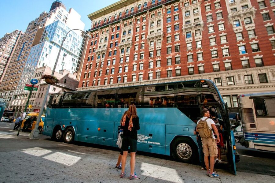 New York City: Bus Tour from Manhattan - Wall Street, Battery Park, and the Statue of Liberty view