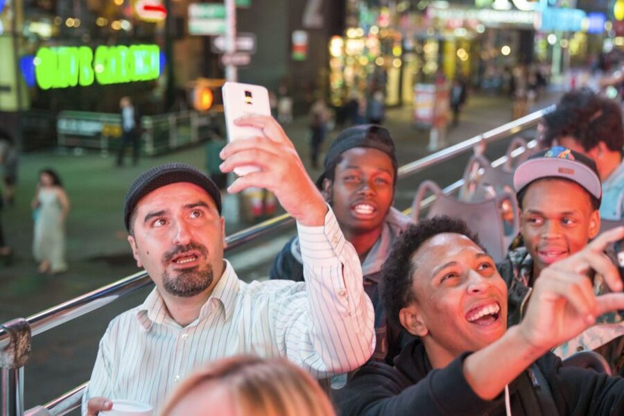 NYC: Sightseeing Night Tour by Open-Top Bus with Live Guide - Times Square and the Theater District