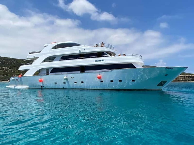 Polis: Blue Lagoon Boat Tour with bus from Paphos - Latchi Harbour and the mega yacht