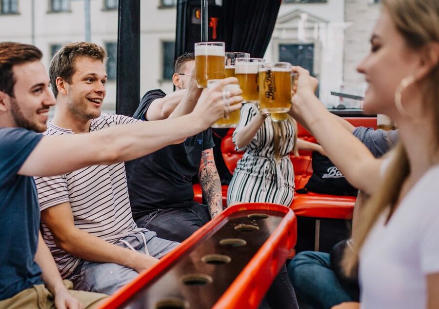 Prague: Party Beer Bus - Starting the ride and getting comfortable