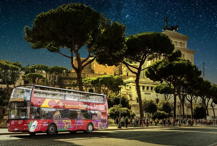 Rome: City Highlights Open-Top Bus Night Tour - The Rome night tour at a glance