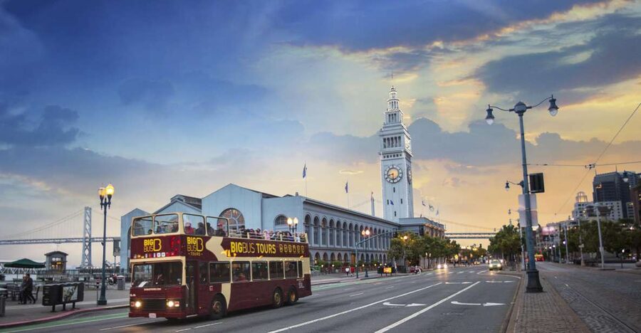 San Francisco: Sightseeing Sunset Tour by Open-Top Bus - Grace Cathedral from the bus