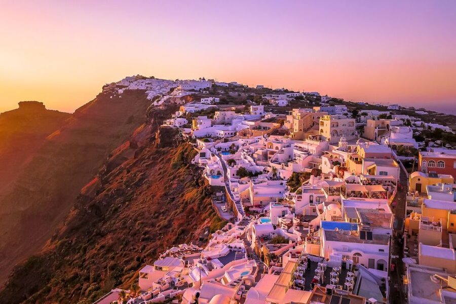 Santorini Island Bus Tour and Caldera Sunset Cruise - Palea Kameni and the sulfur springs