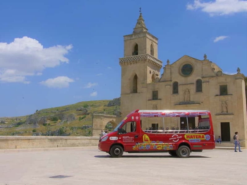 Sassi of Matera: Eco-Bus Open Top Tour - San Pietro Caveoso Square and the forty-minute stop