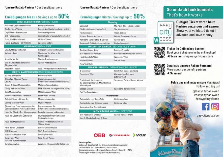 Vienna: EasyCityPass | City Card | Bus Metro Tram | Savings - What the partner discounts can add
